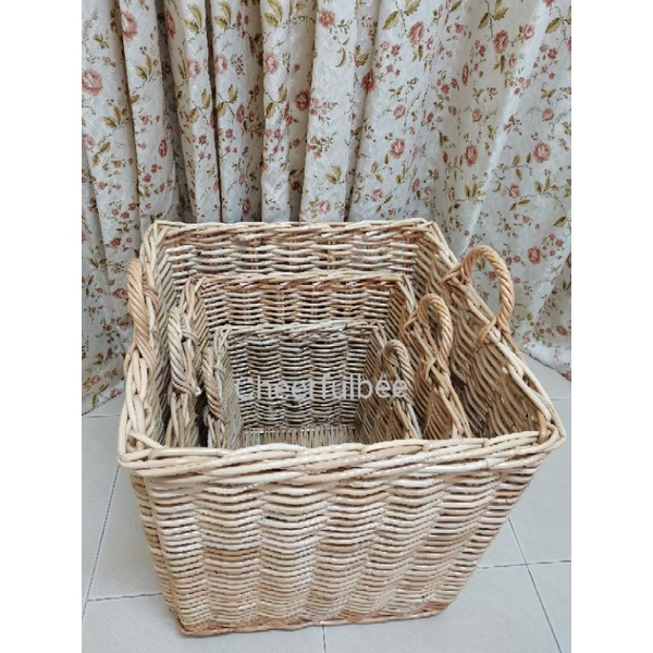 Solid Square Rattan Decorative Storage Basket