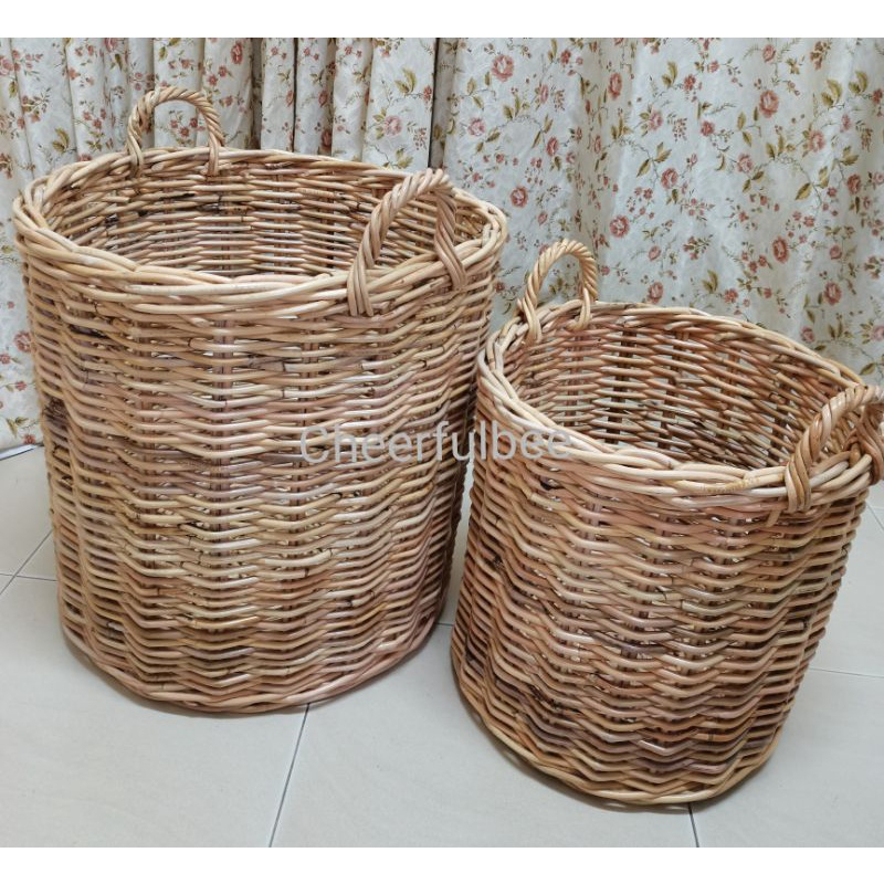 Solid Round Rattan Decorative Storage Basket