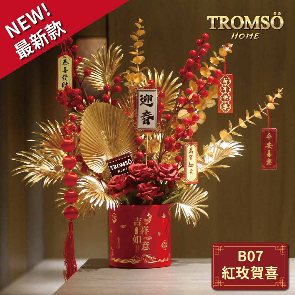 TROMSO金喜發財果新年花禮花籃-B07紅玫賀喜