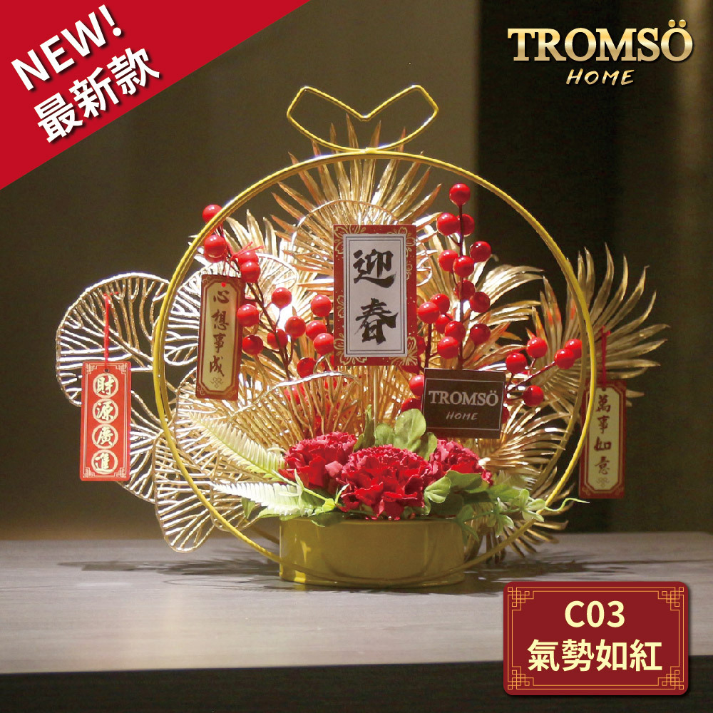 TROMSO金喜發財果新年花禮花籃-C03氣勢如紅