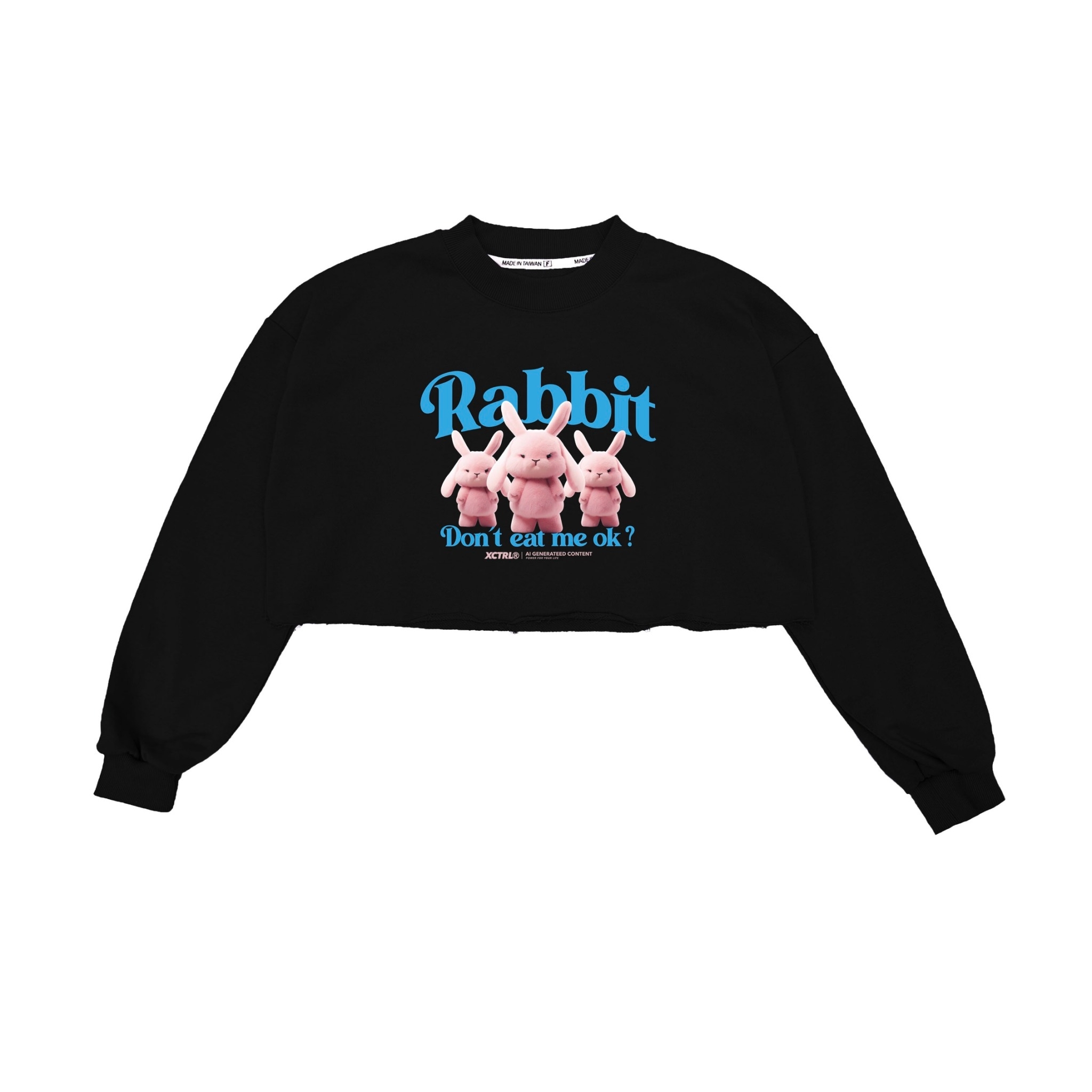 MAXXC 化學草莓兔短版大學T-黑