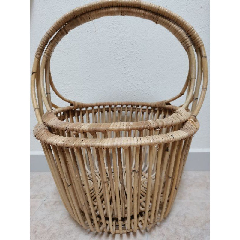 Natural Rattan Shopping Basket with Handle