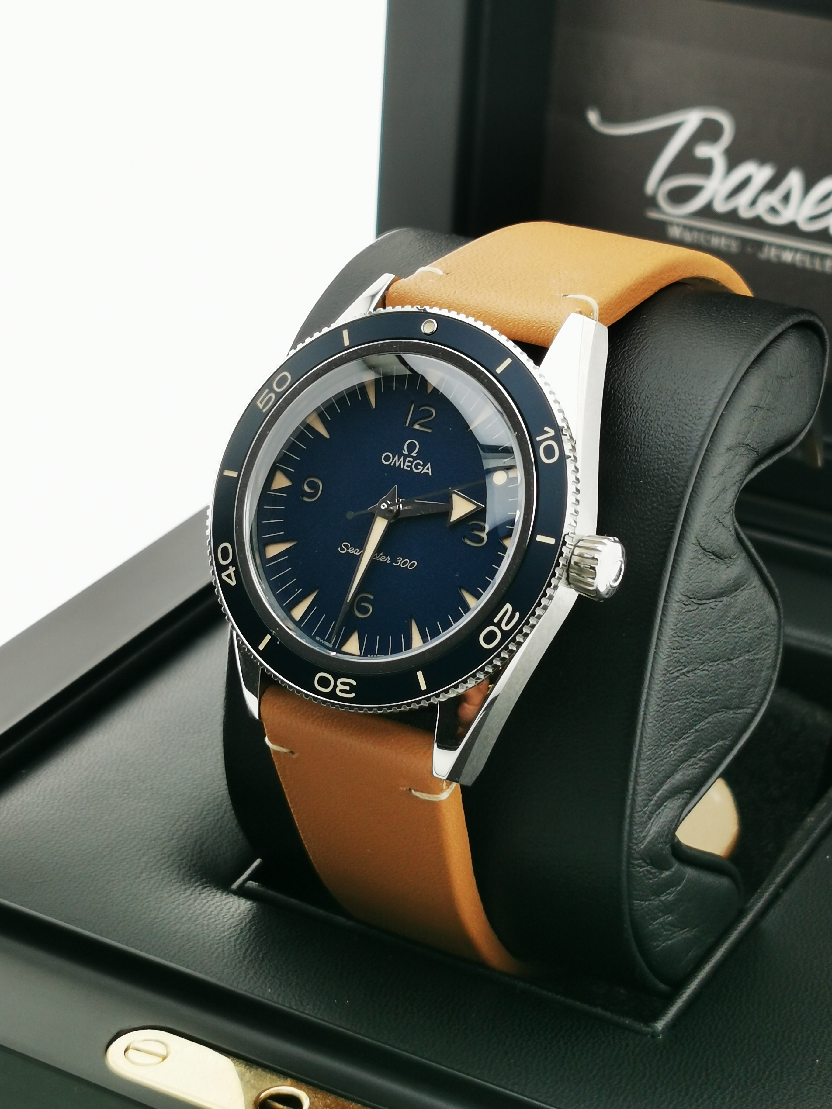 BRAND NEW OMEGA SEAMASTER 300 BLUE DIAL 234.32.41.21.03.001 23432412103001 COAXIAL MASTER CHRONOMETER LEATHER STRAP 41 MM