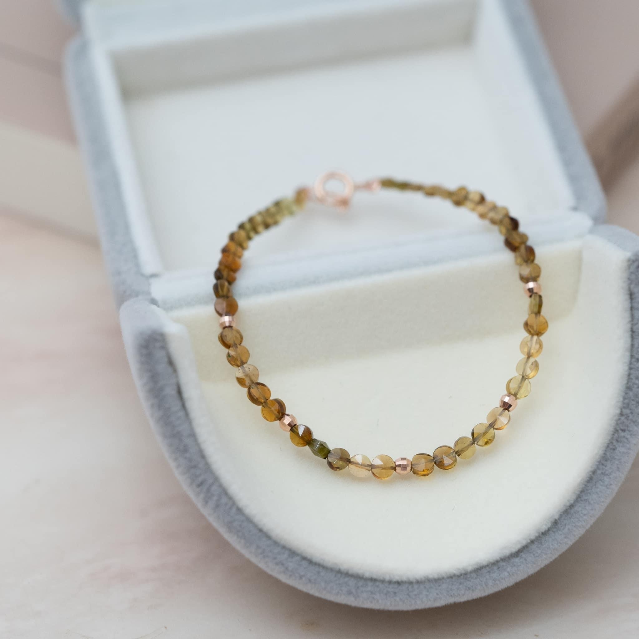 14k gold Multi brown tourmaline 手鏈