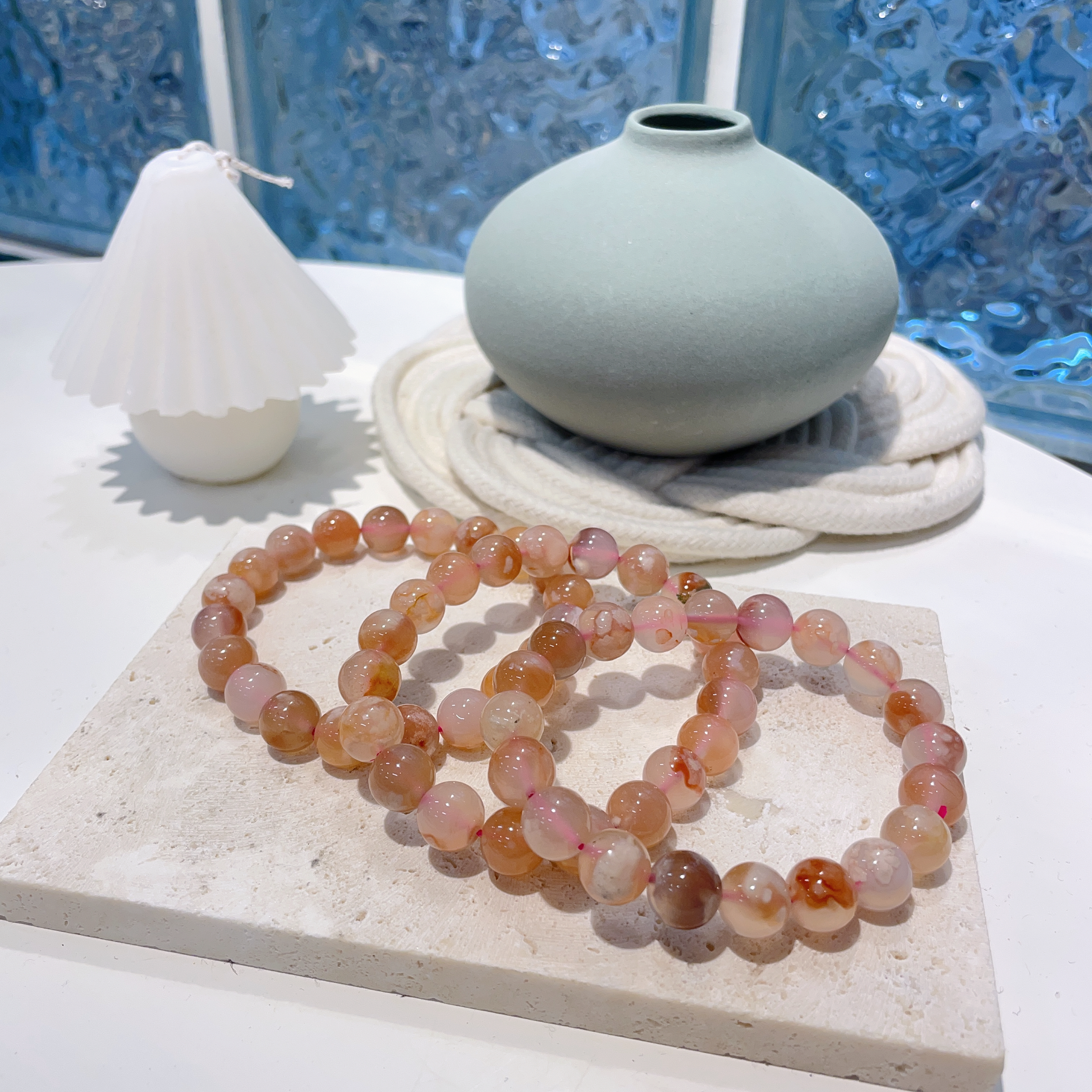 焦糖櫻花瑪瑙手串 10mm