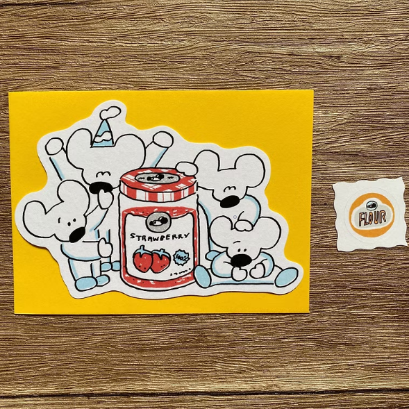 草莓果醬 造型小卡組(內附信封與貼紙)｜1991w2992 台灣