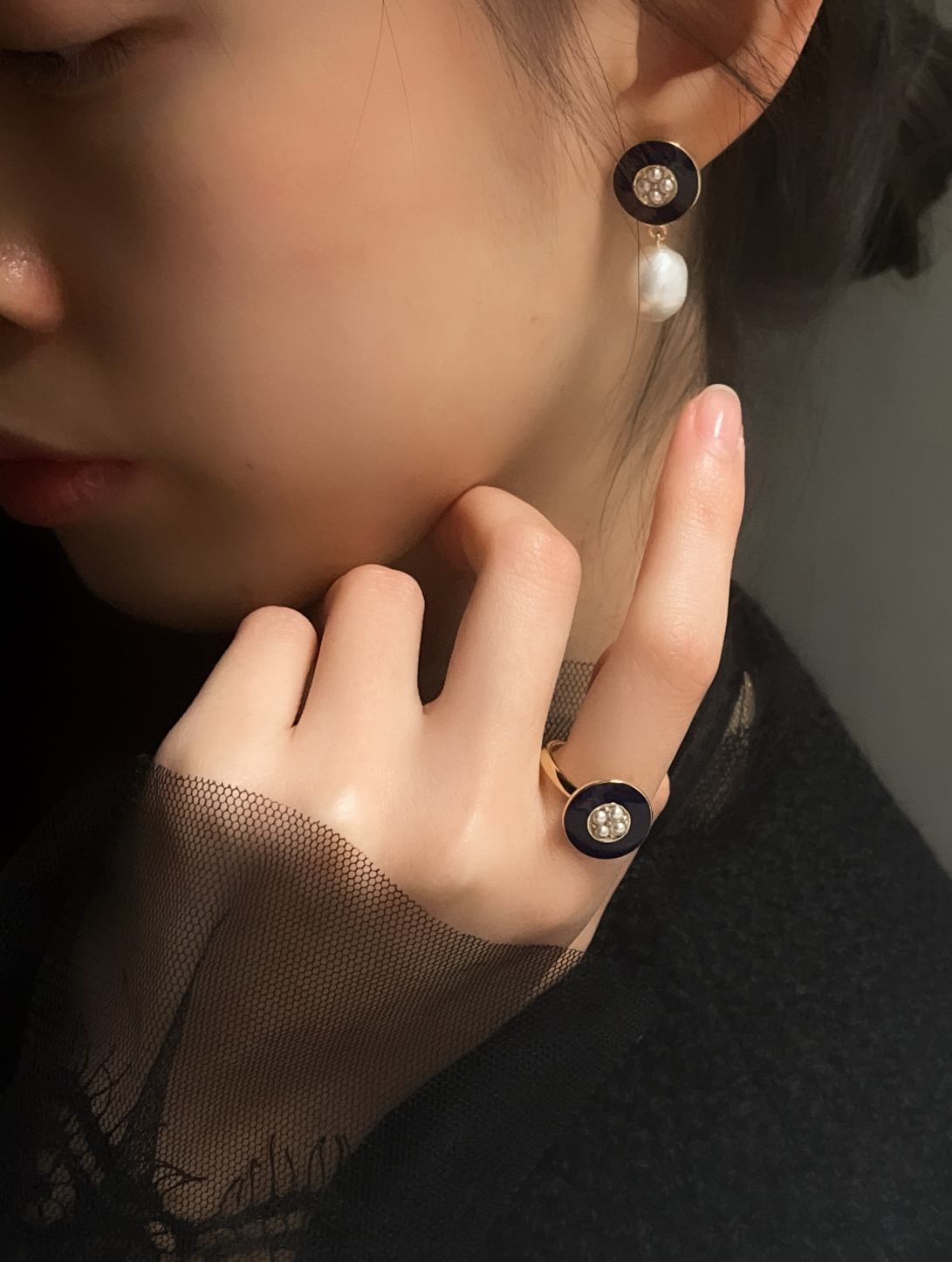 琺瑯古董珠寶感耳環