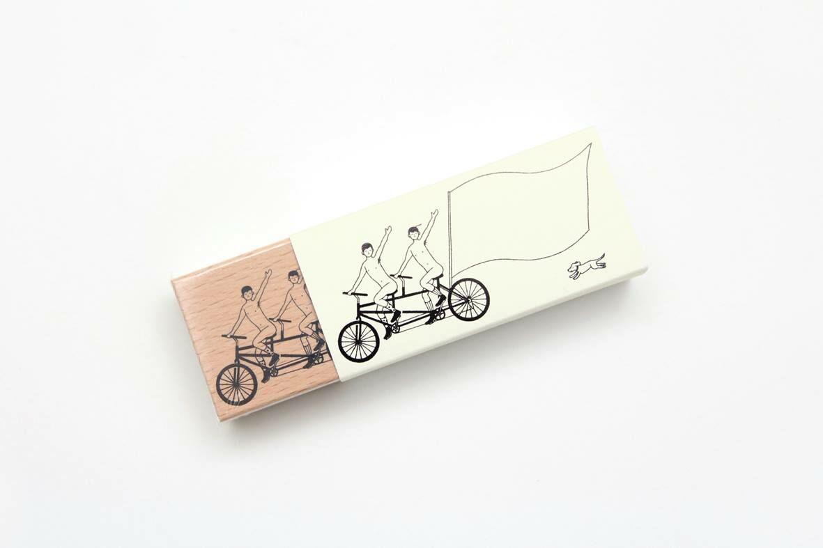 標籤裸男原木印章 腳踏車｜小代誌 Little thing 台灣