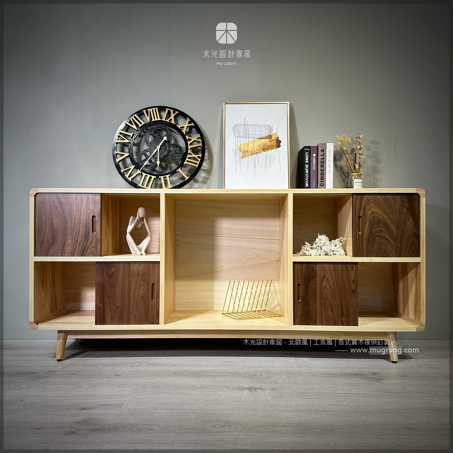 明日雙色滑門收納長書櫃|可訂製