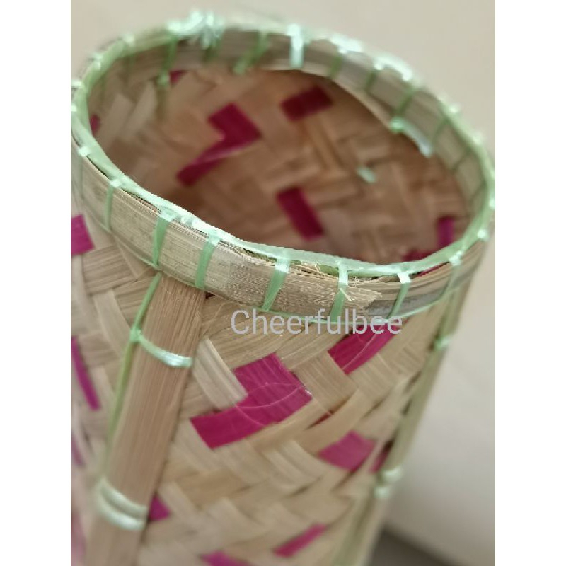 Bamboo Stationery Container Basket with Flower Storage Home Decoration