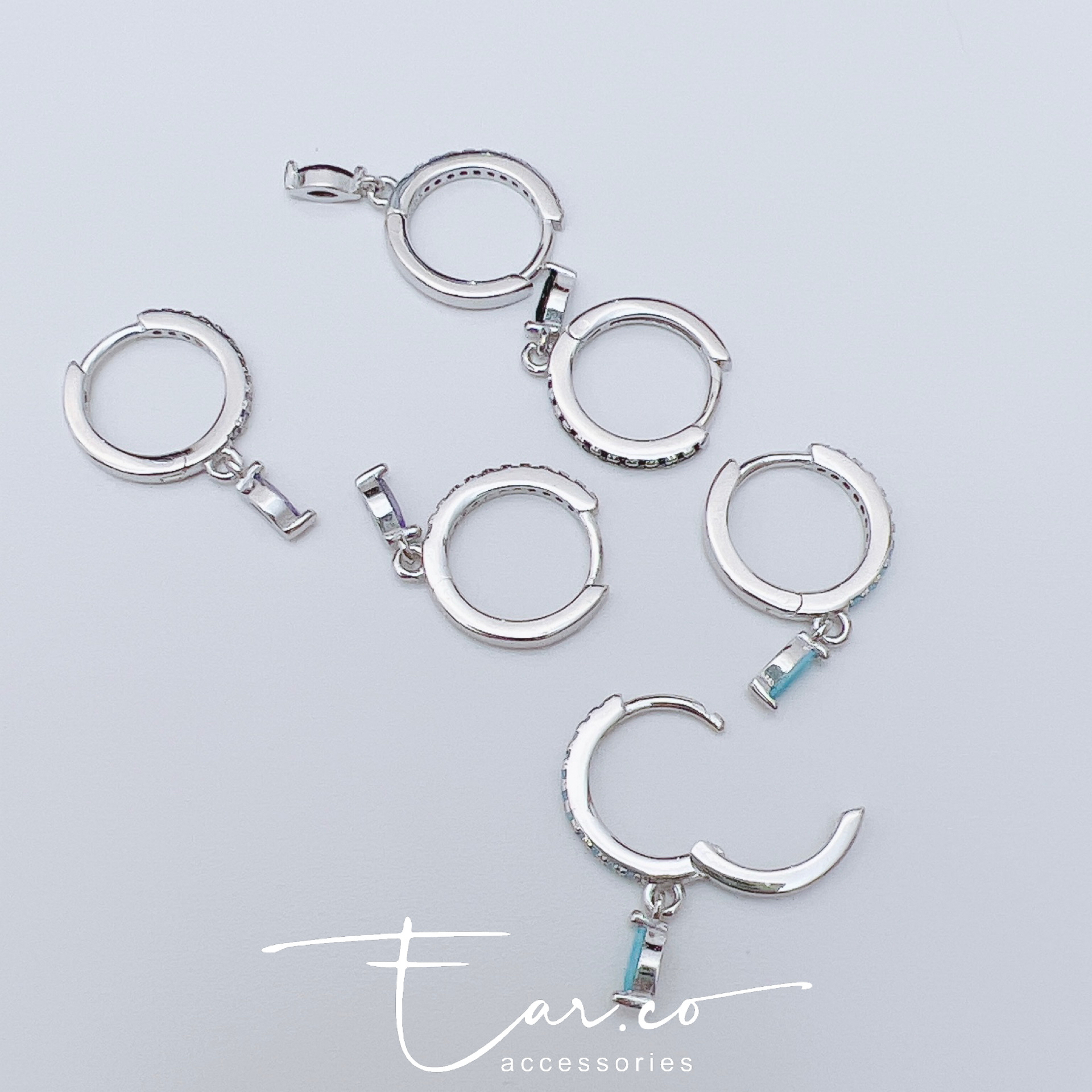 排鑽垂釣小菱形純銀小耳圈 [睡覺不用脫! ] #A986