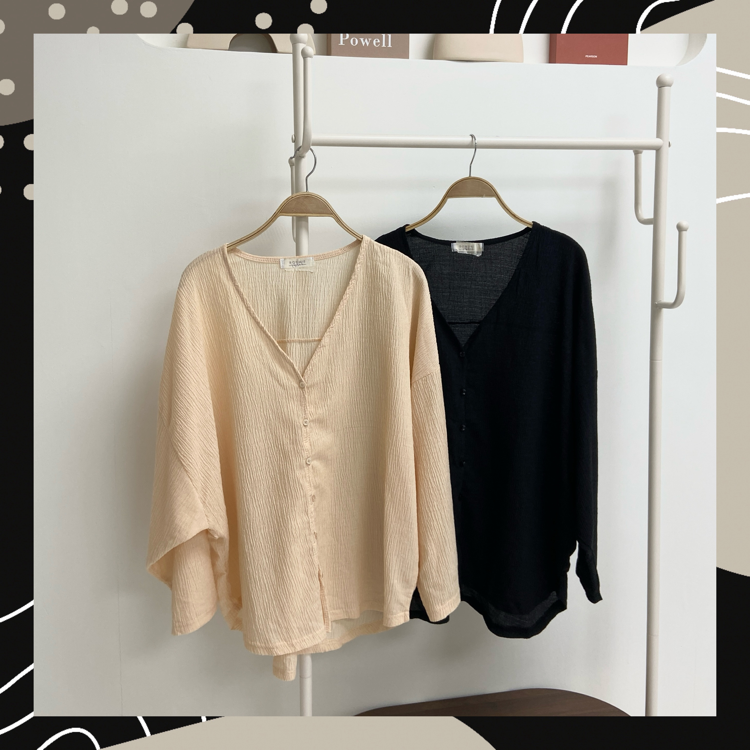 【BONNIE】蝙蝠袖壓紋薄外套