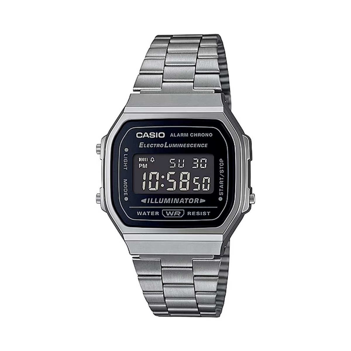 Casio A168WGG-1B 青銅灰 反顯顯示 方形復古跳字錶