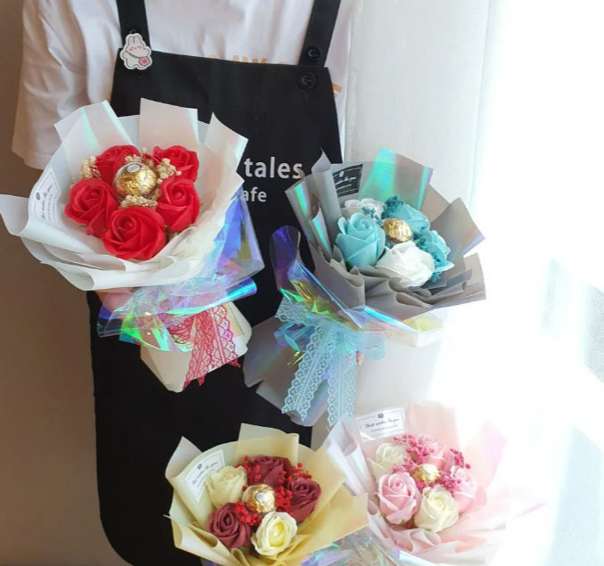 6朵香皂花金莎花束,6朵花語代表順利