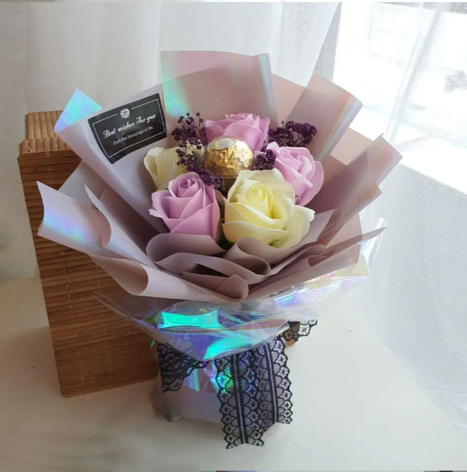 6朵香皂花金莎花束,6朵花語代表順利