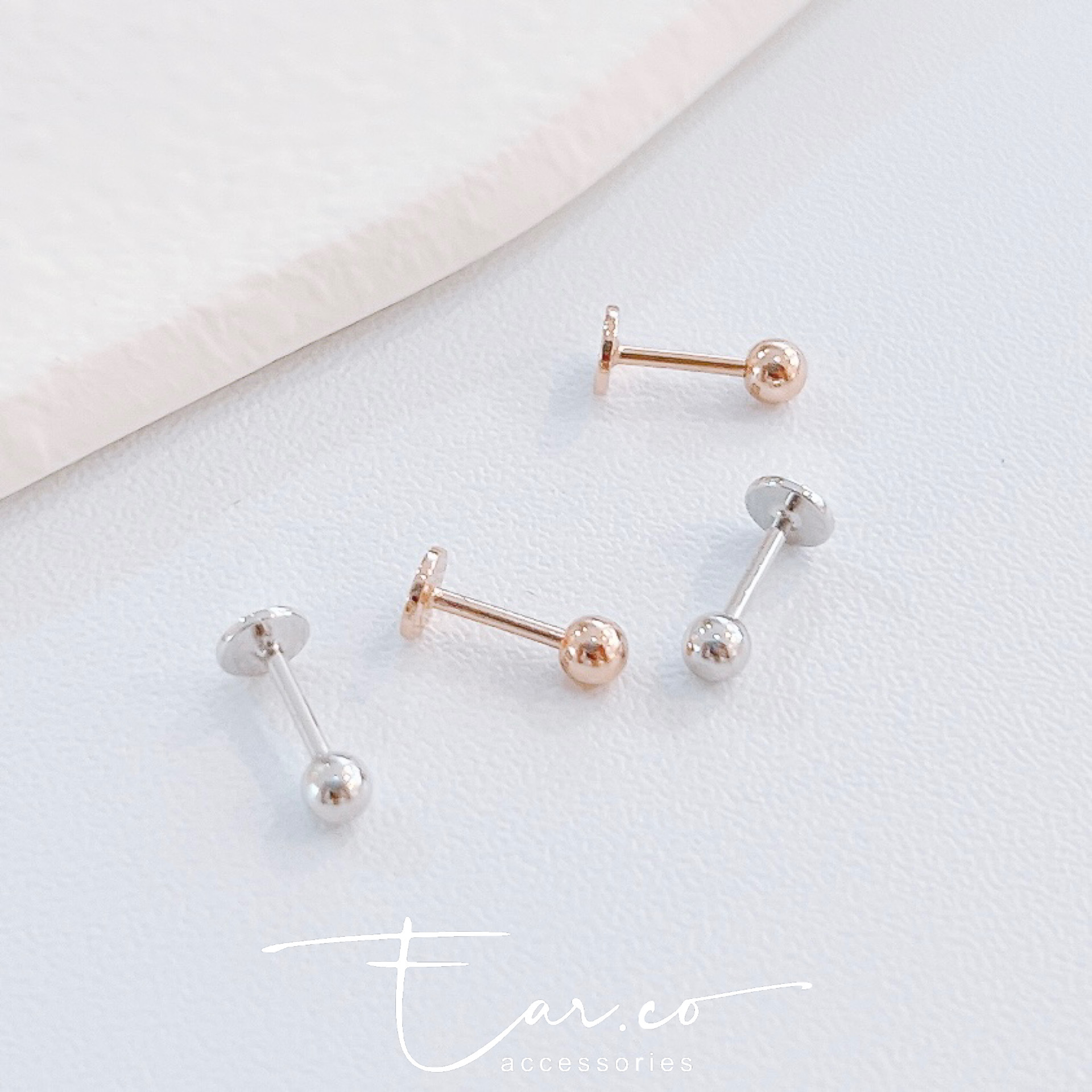 小豆豆純銀平頭耳門/耳珠/耳骨釘 [一對]