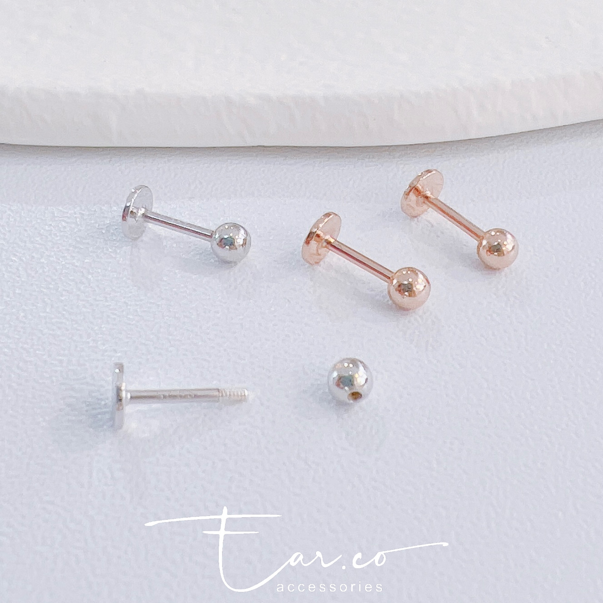 小豆豆純銀平頭耳門/耳珠/耳骨釘 [一對]