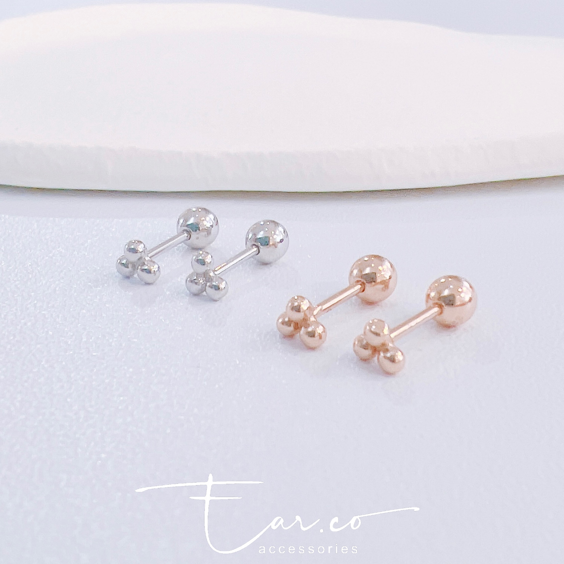 豆豆金字塔純銀耳珠/耳骨釘 [一對]