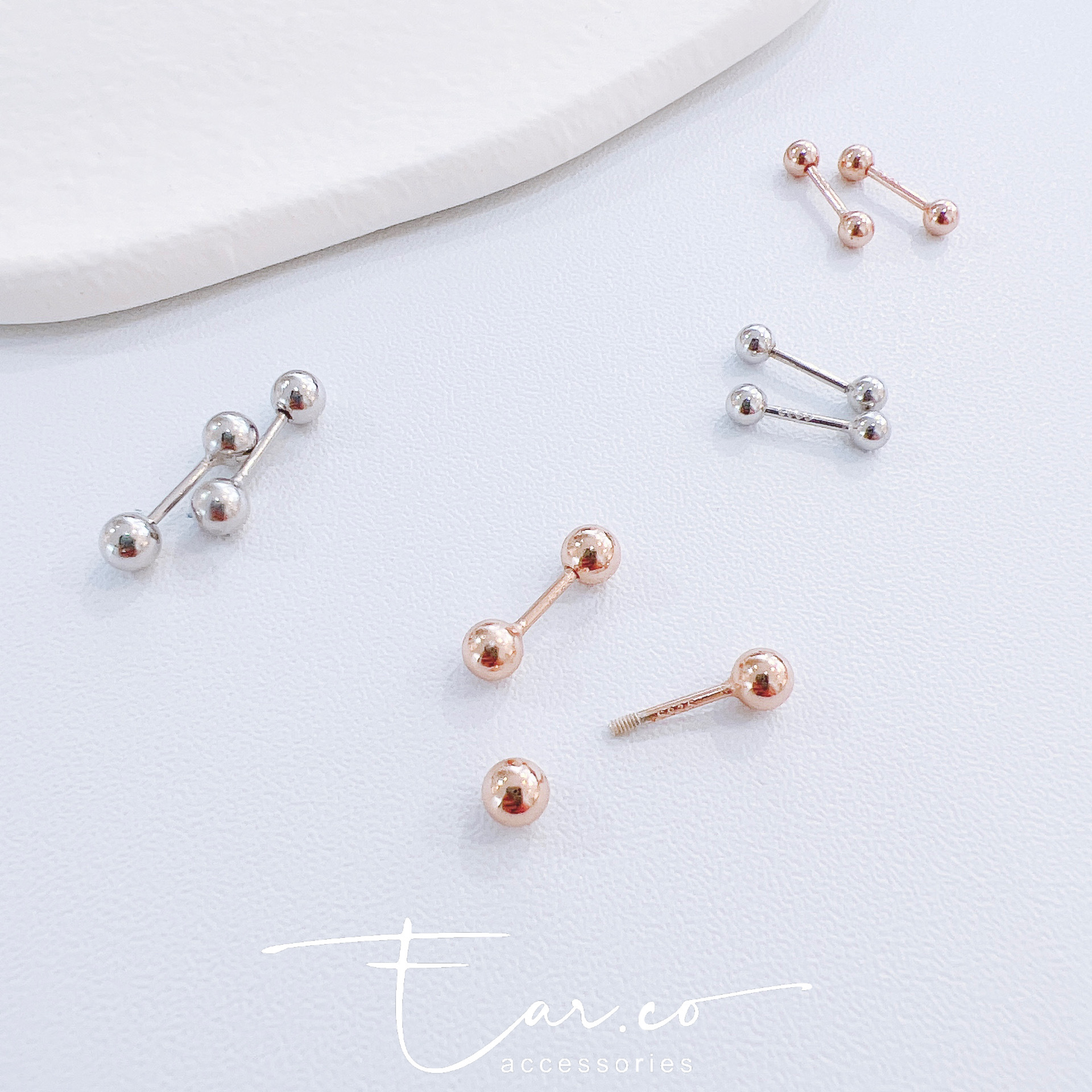 小豆豆純銀耳珠/耳骨釘 [一對]