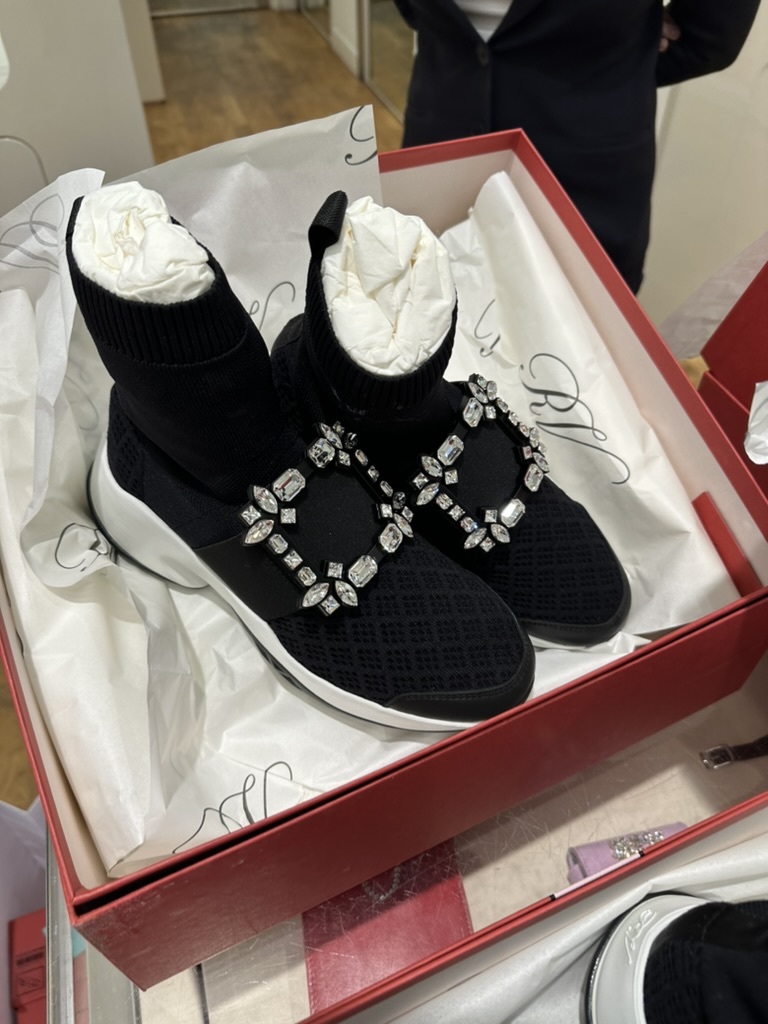 Roger Vivier RV viv run strass stretch sock boots sneakers black