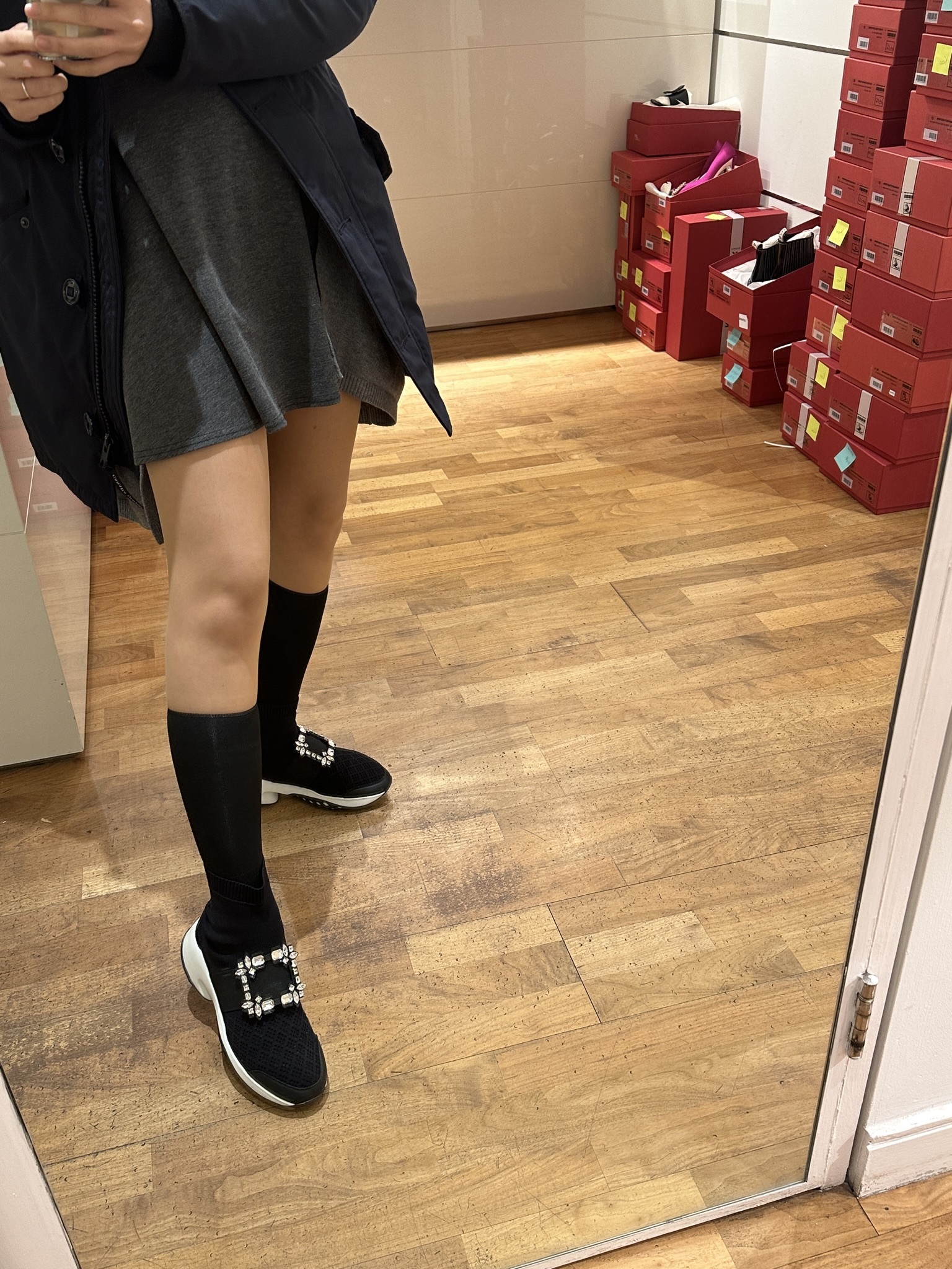 Roger Vivier RV viv run strass stretch sock boots sneakers black