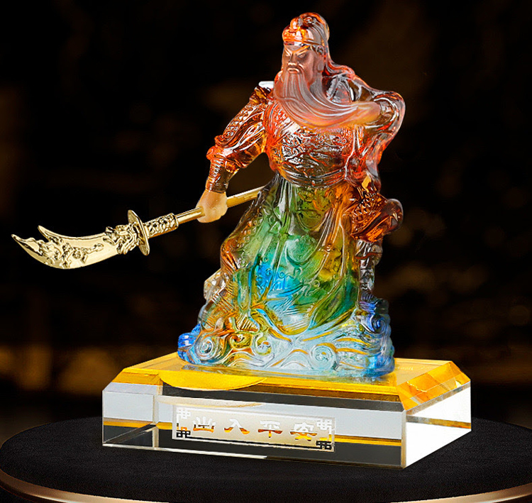 鹿港窯禮品館│關公 居家開運琉璃-擺飾 香水瓶座