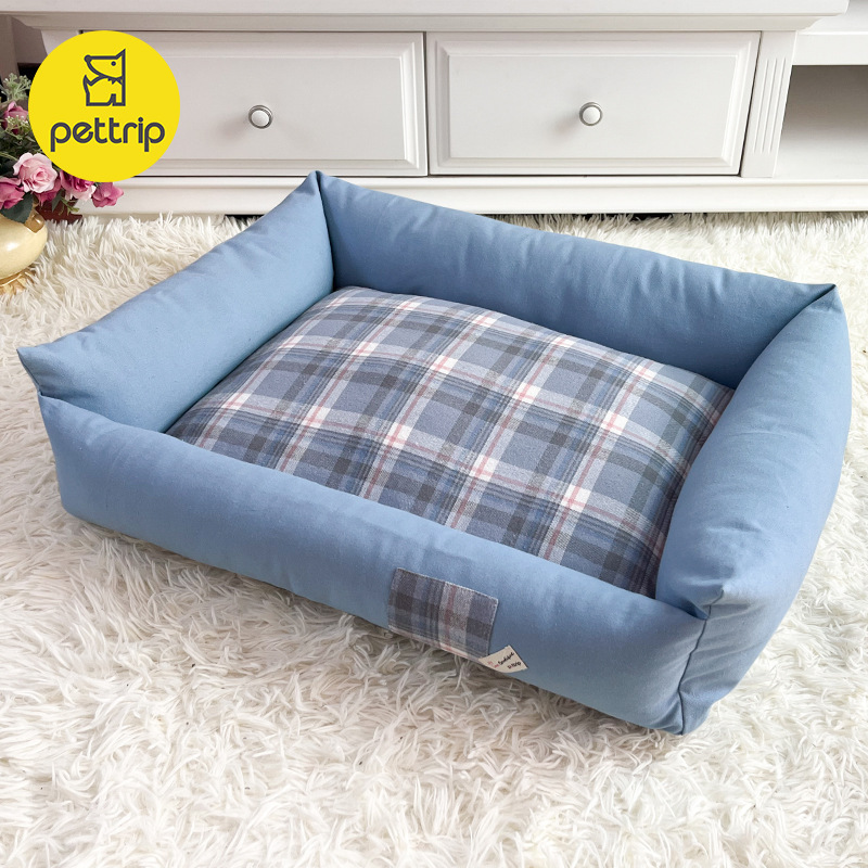 PETTRIP宠物狗窝 格子帆布 可拆洗方窝