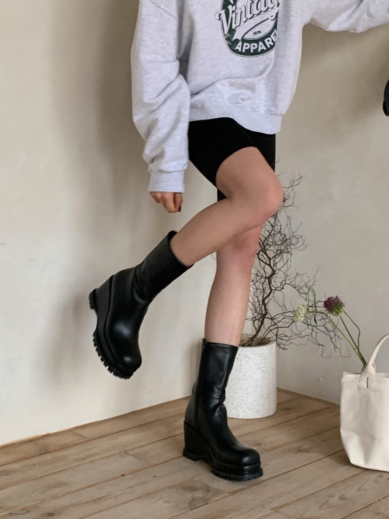 5820厚底黑色短靴