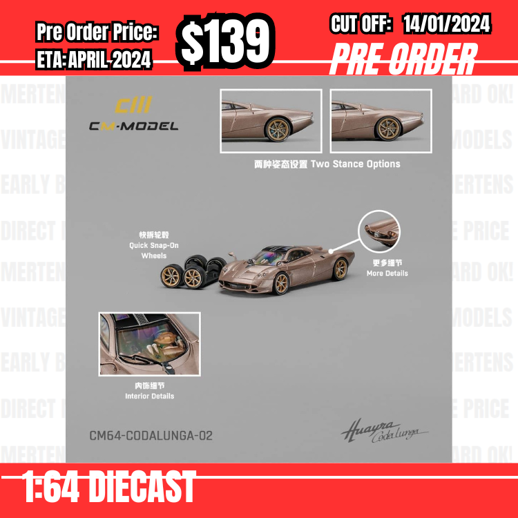 PO-$139 * CM Model  * 1:64 Pagani Huayra Codalunga Gold [OD06/01]