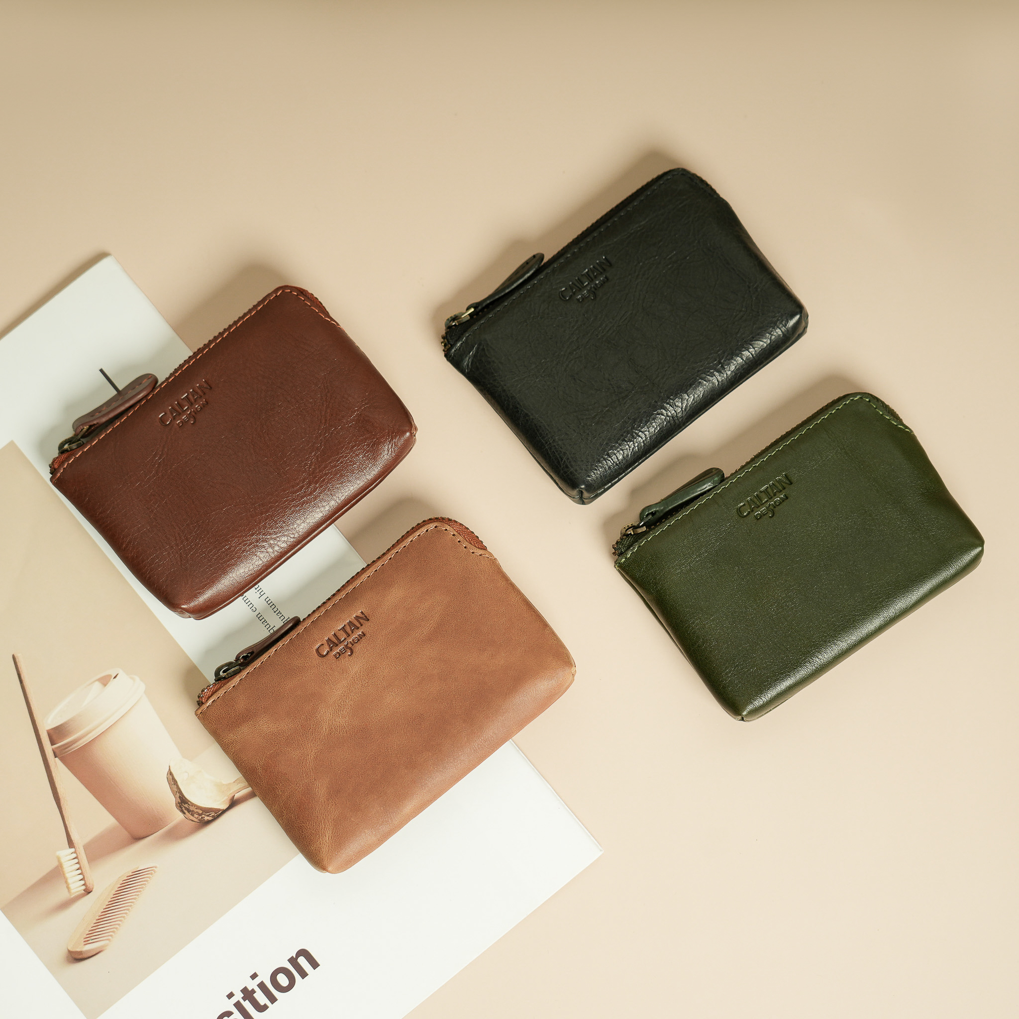 真皮單層零錢包-四色(075076)