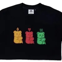 [S] DYSFUNCT BEAR BROTHERS CROP T-SHIRT,BLACK, T-BBROCROP B (SDY82)
