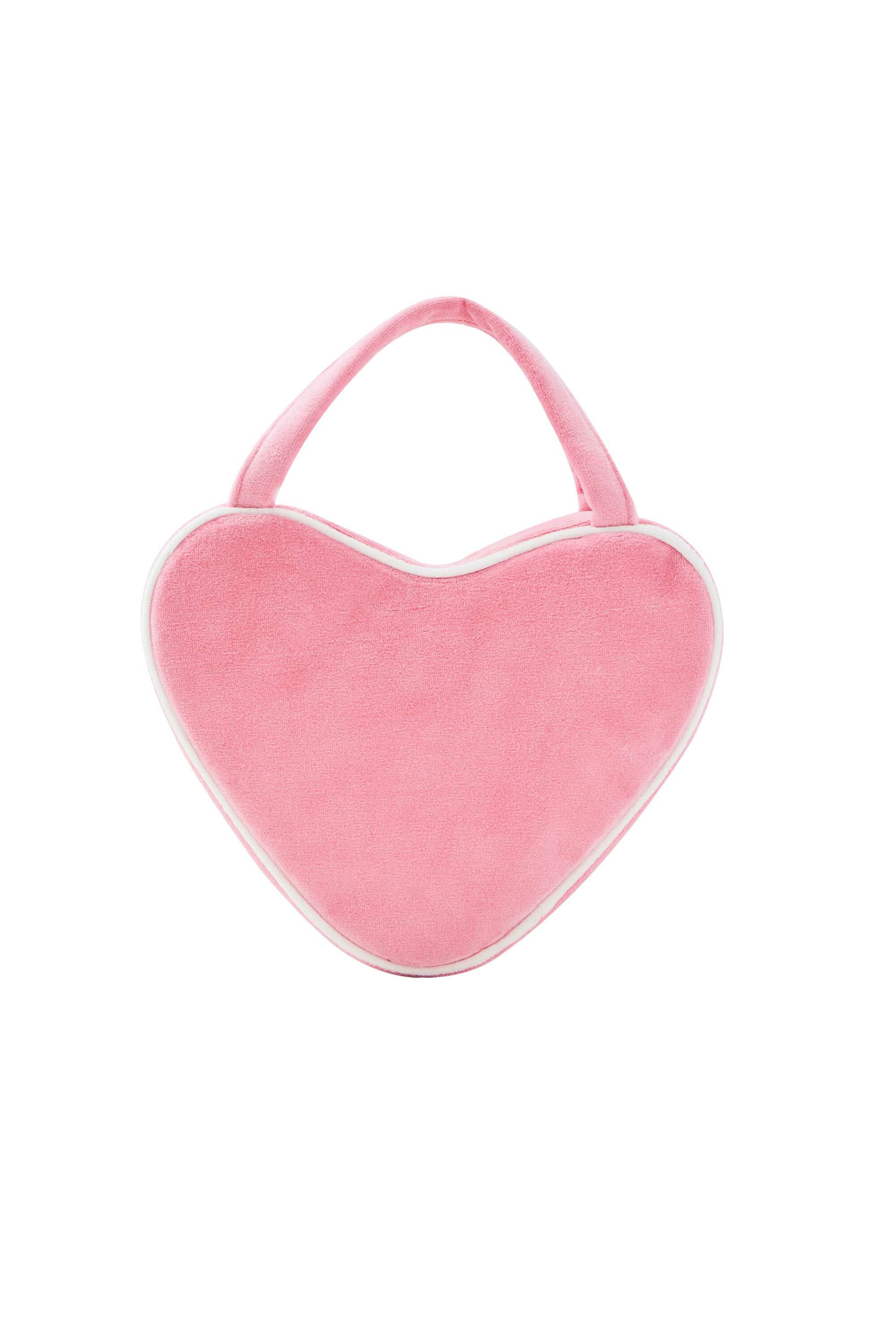 【EMIS】VELOUR HEART TOTE BAG : BEIGE VELOUR HEART TOTE BAG-BEIGE - EMIS
