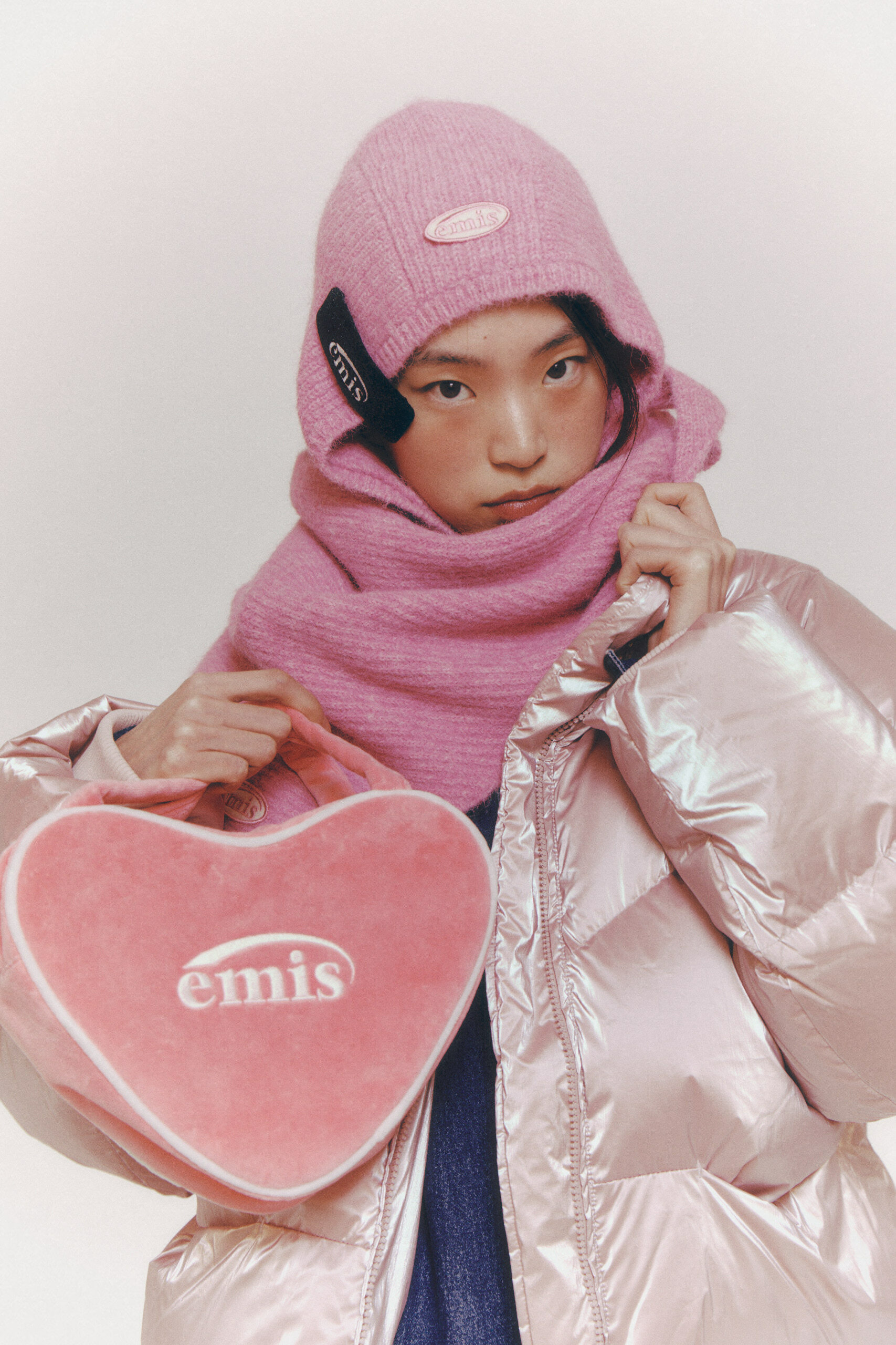 EMIS - VELOUR HEART TOTE BAG-PINK