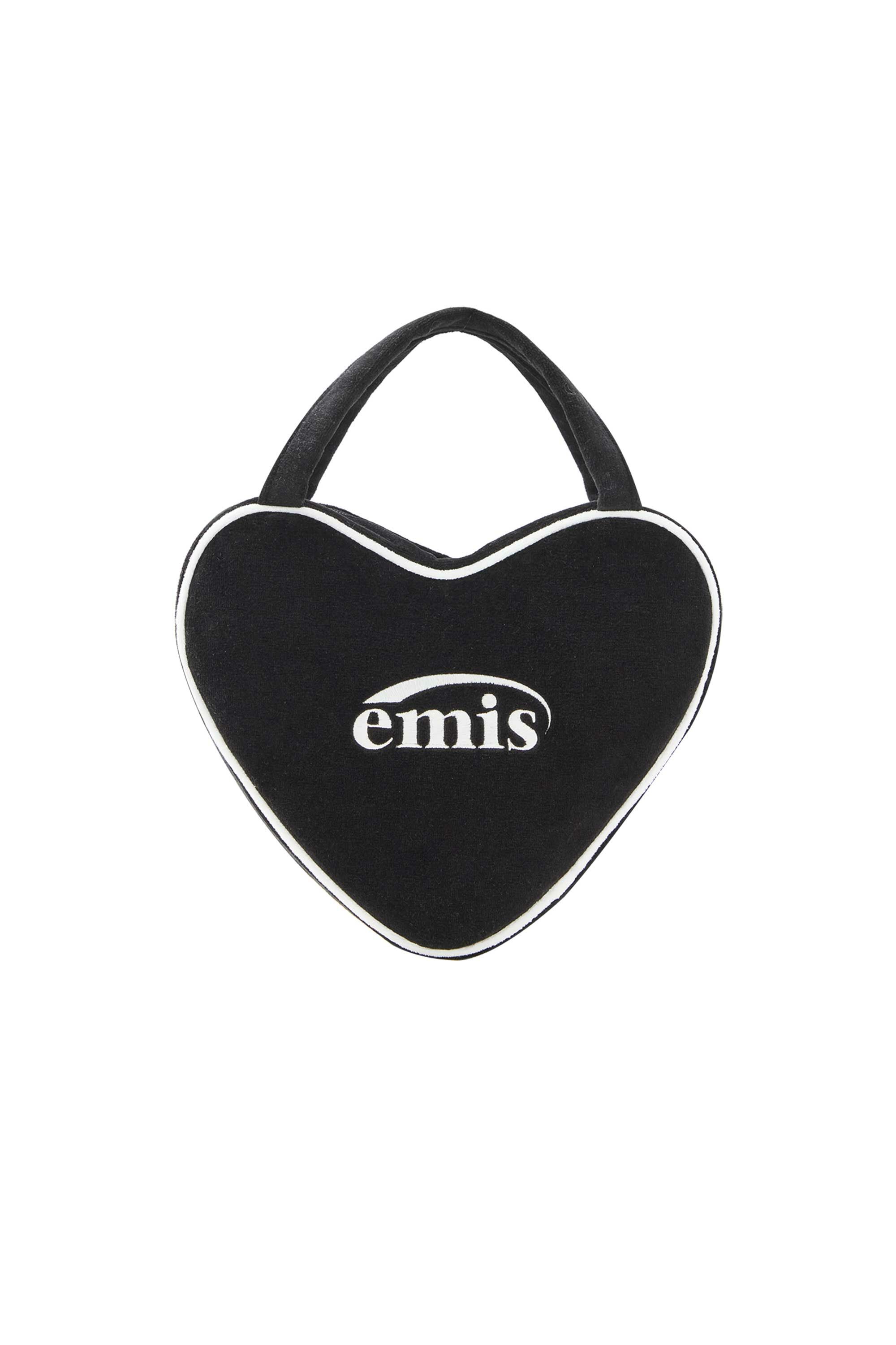 EMIS - VELOUR HEART TOTE BAG-BLACK