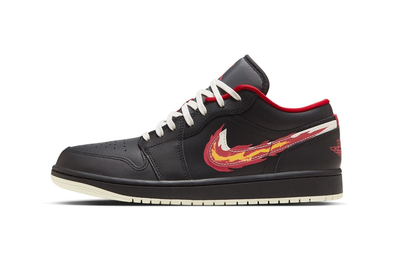 AIR JORDAN 1 LOW BORN TO FLY BLACK RED 熱火隊配色黑紅男鞋FJ70