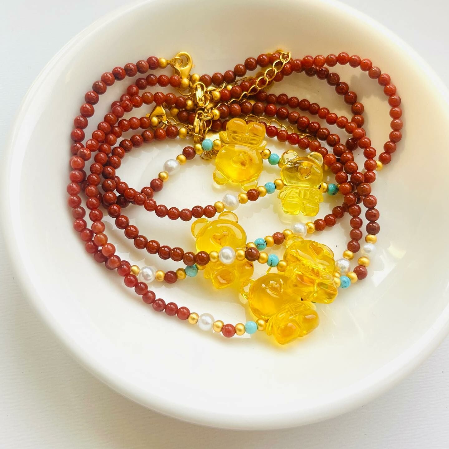 [原石] 南紅瑪瑙+琥珀 925銀 水晶手鏈