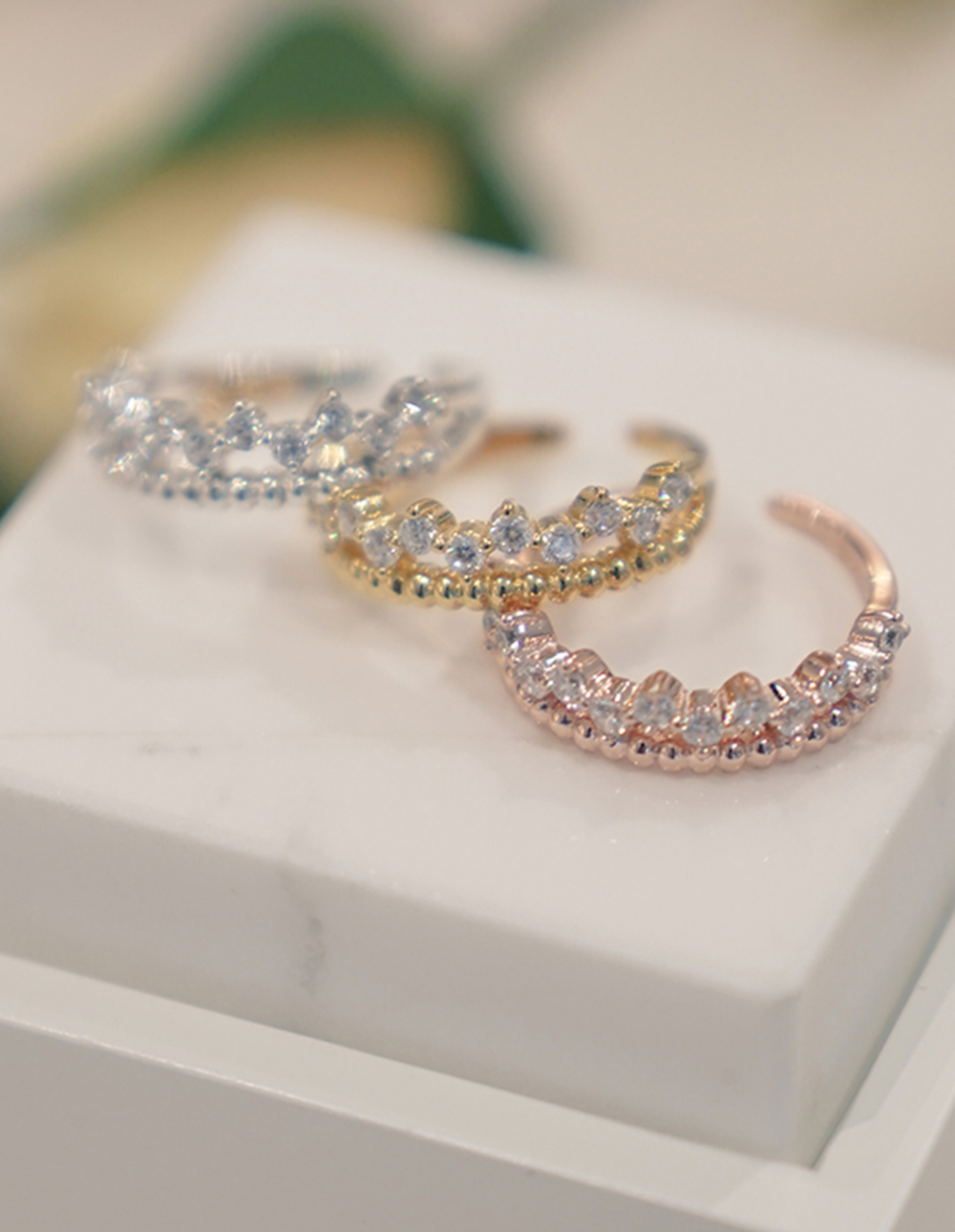 925 純銀雙層皇冠可調式戒指