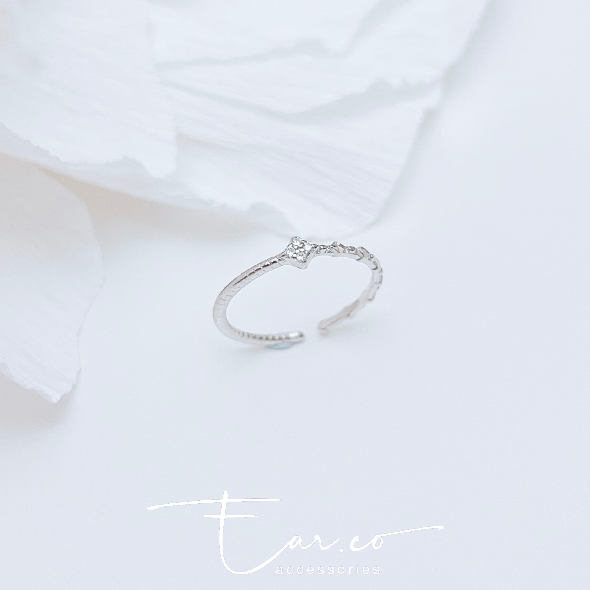 紋理小菱形幼身純銀尾戒 #A953