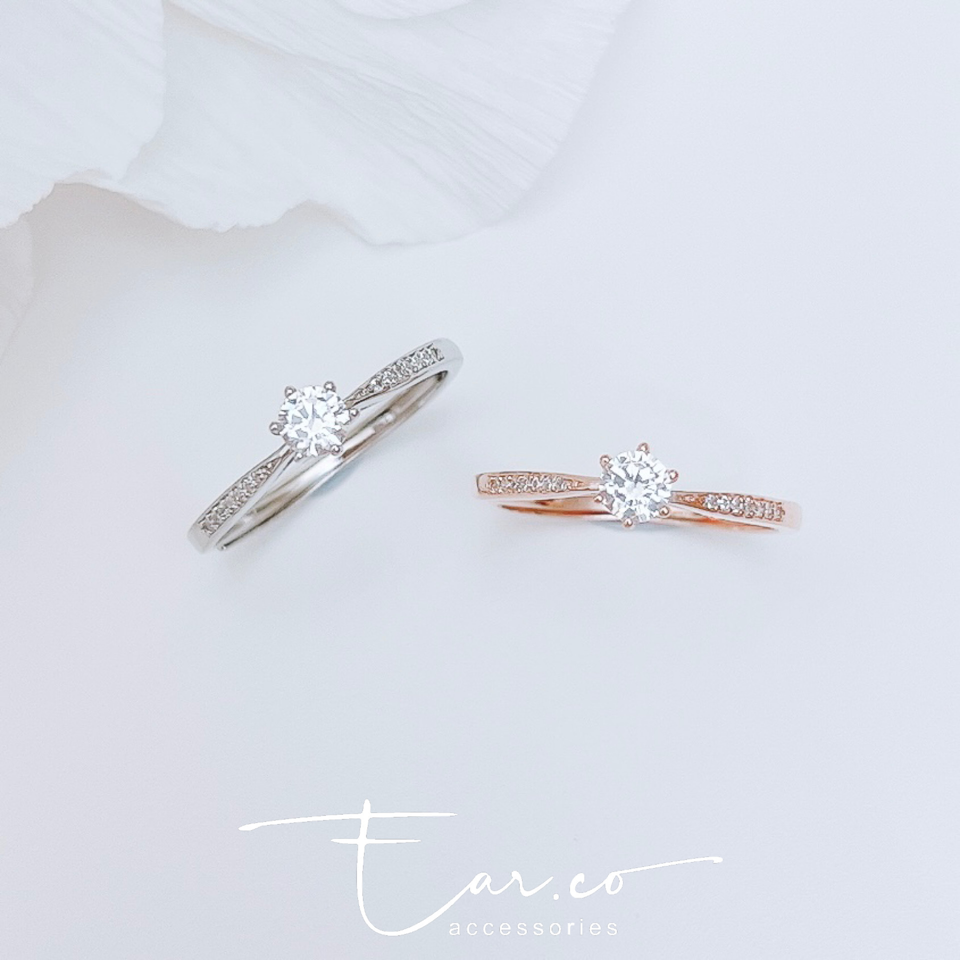 六爪鑲鑽閃石純銀戒指 #A950