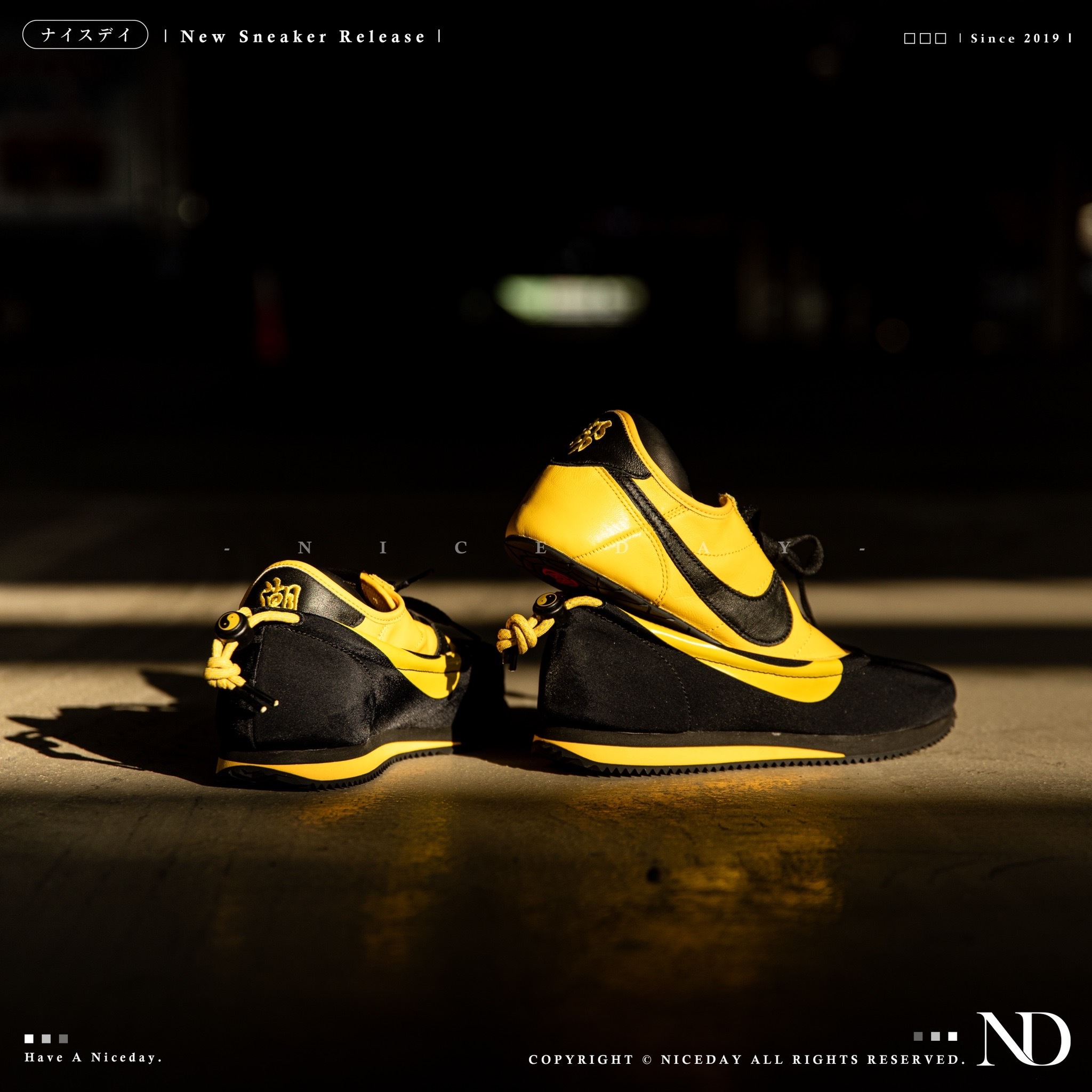 NICEDAY 代購 Clot x Nike Cortez 李小龍 黑黃 功夫鞋 聯名款 可拆式 阿甘鞋 DZ3239-001