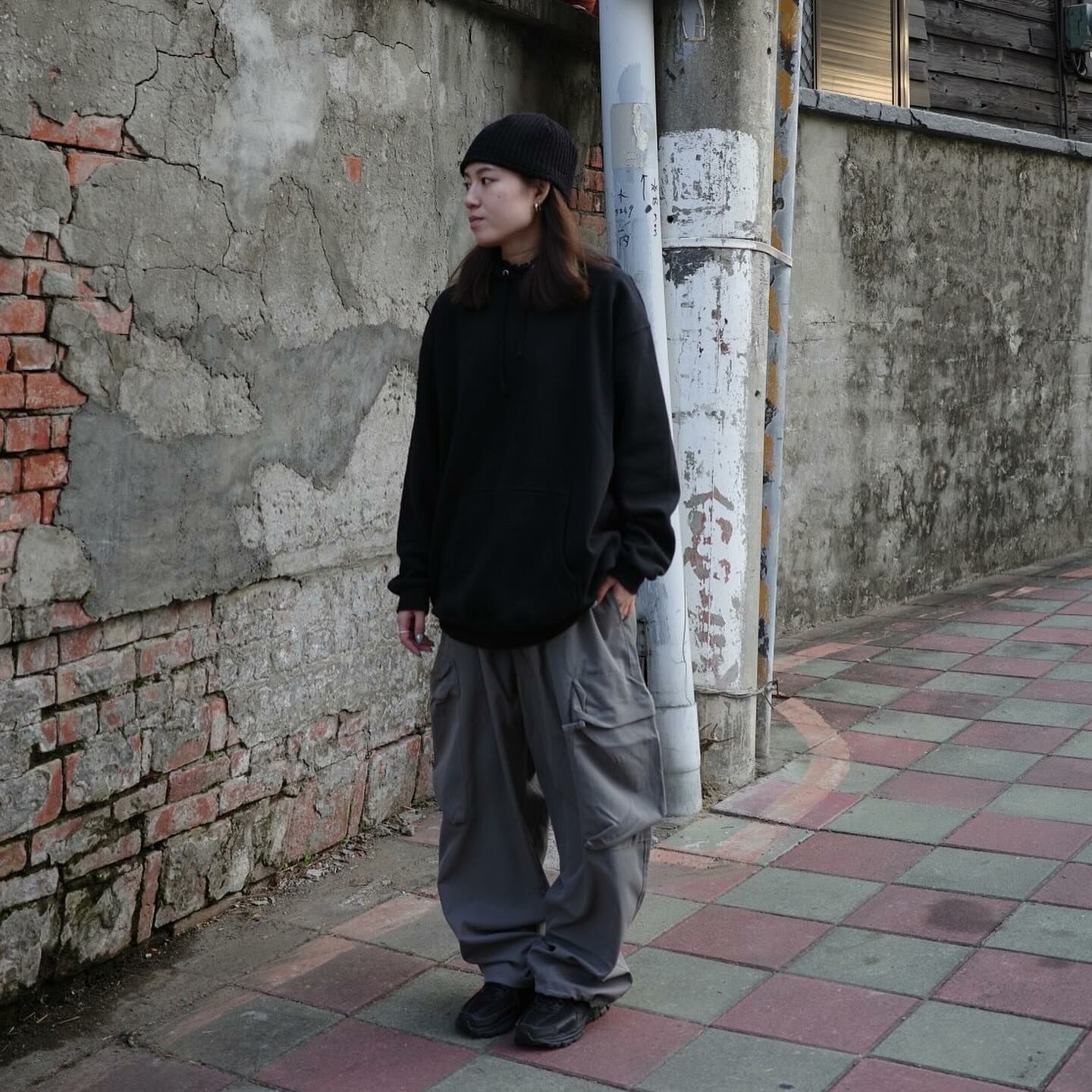 CYC337 防潑水隱藏式拉鍊寬鬆工裝褲 長褲