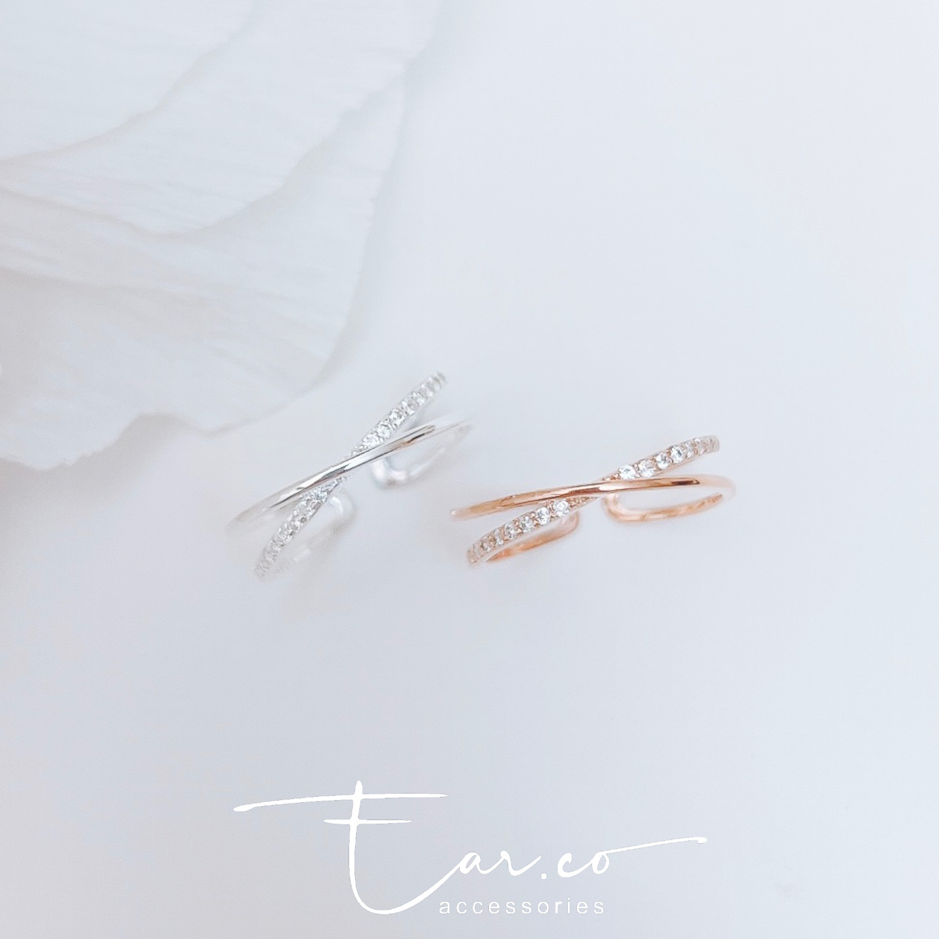 交叉閃石簡約純銀戒指 #A946