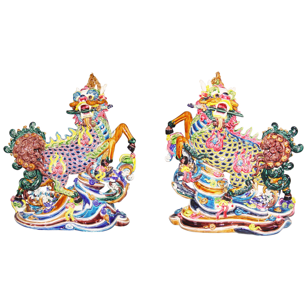 交趾陶｜四寶麒麟對L