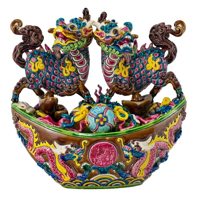 交趾陶擺飾｜招財進寶 麒麟