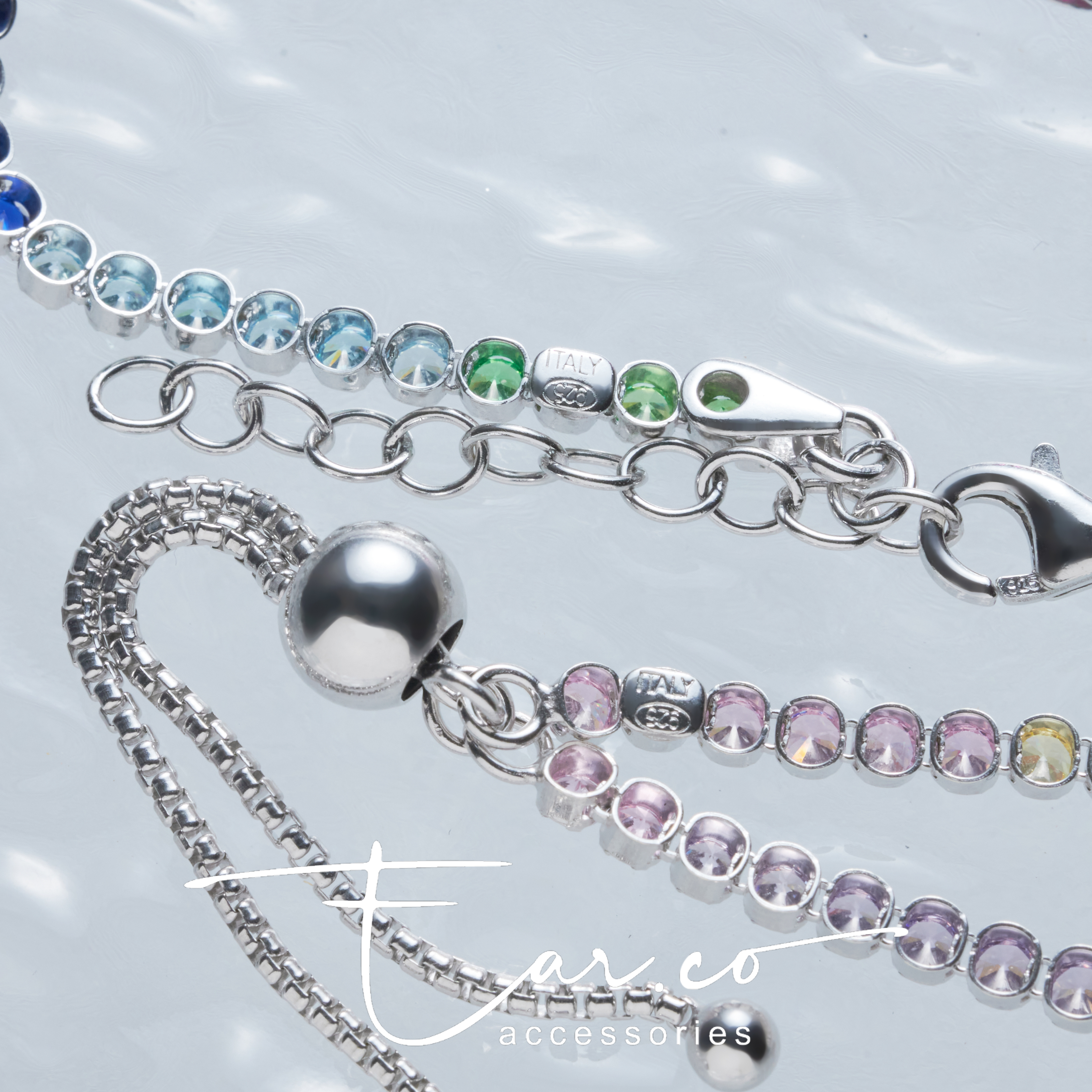 漸變彩虹拉繩/牛角扣手鏈 [ITALY SILVER🇮🇹]