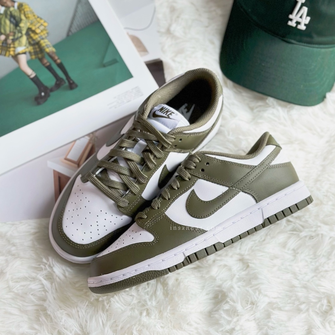 Nike Dunk Low Medium Olive 白綠墨綠橄欖綠低筒女鞋DD1503-120