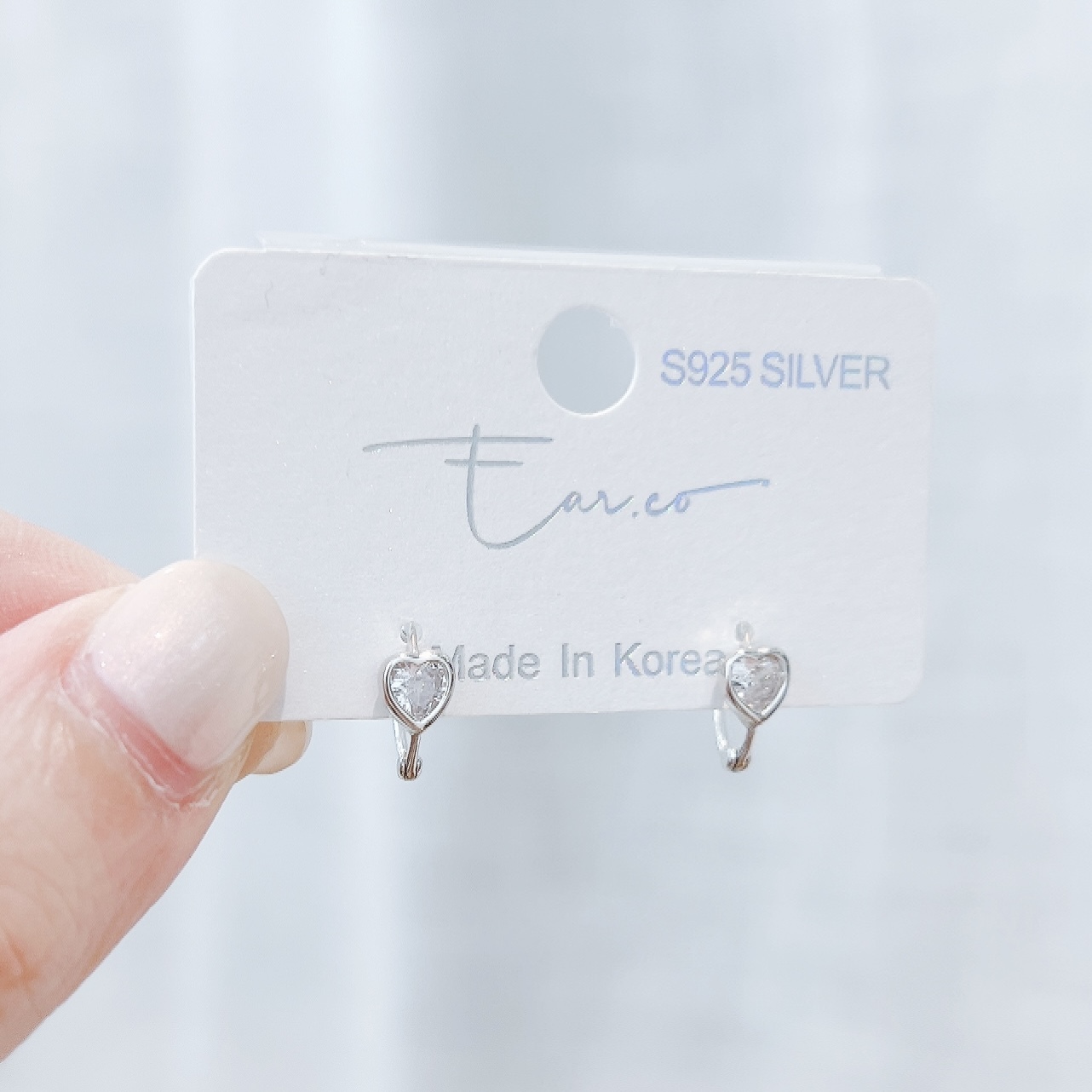 包邊心形純銀小耳圈 [睡覺不用脫! ]