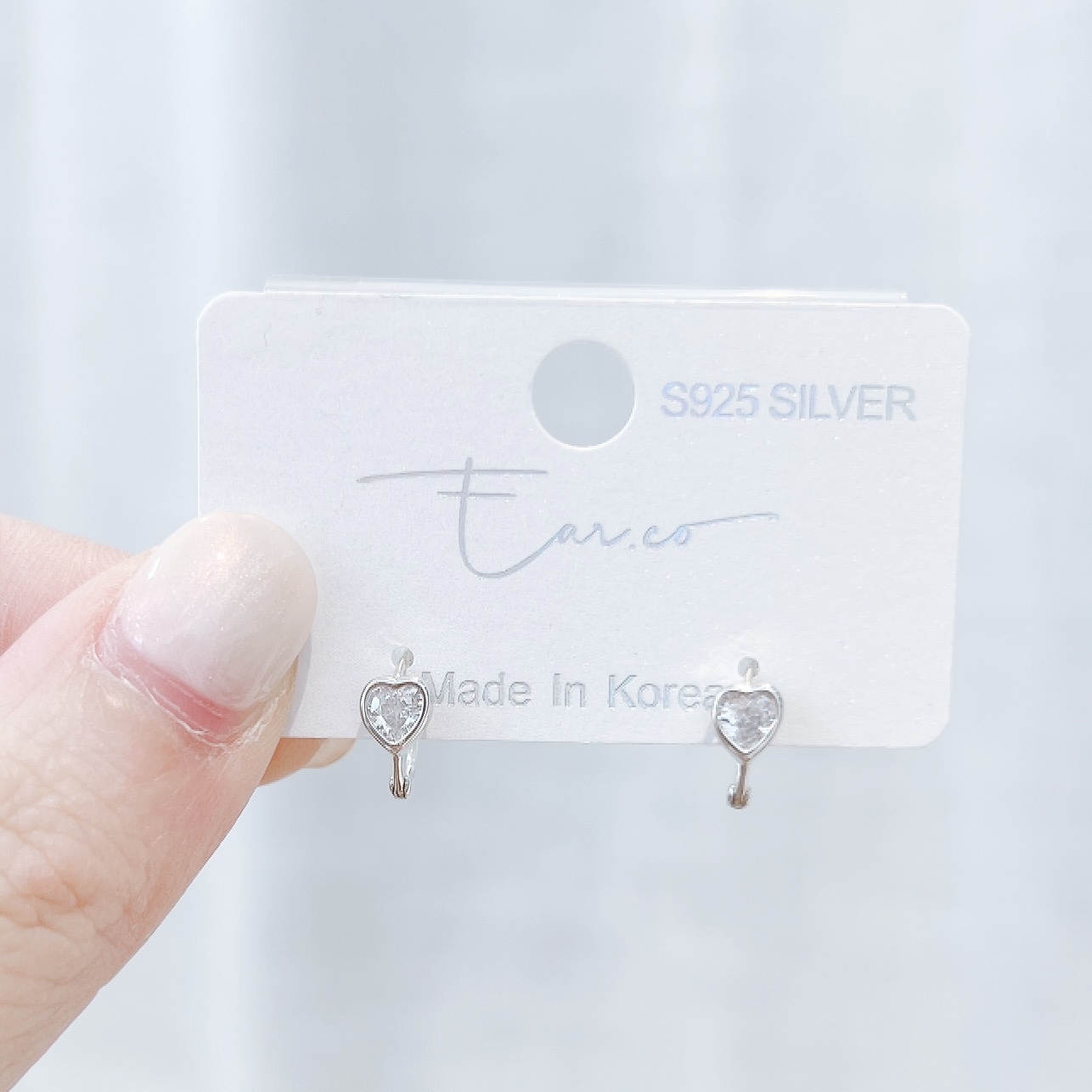 包邊心形純銀小耳圈 [睡覺不用脫! ]