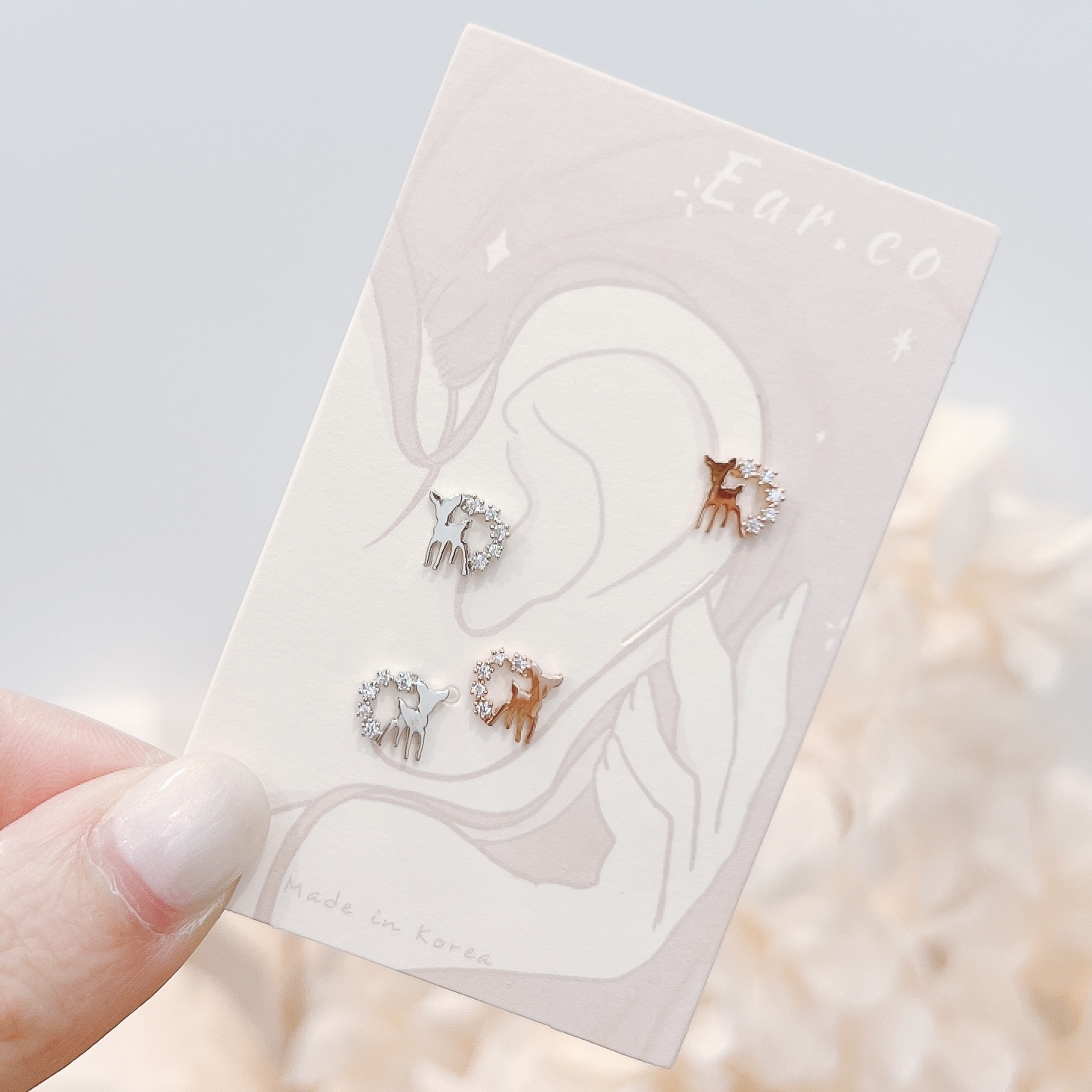 可愛小鹿醫療鋼耳珠/耳骨釘 [一對]