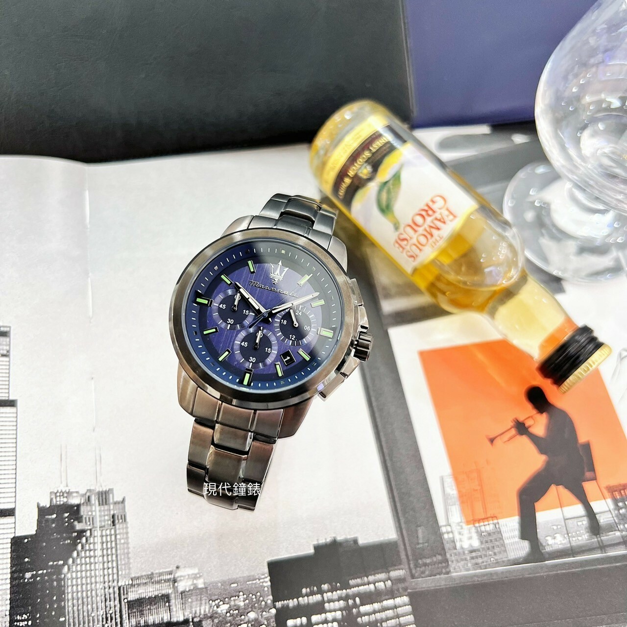 【Maserati 瑪莎拉蒂】SUCCESSO槍黑三眼計時腕錶 R8873621005 44mm 現代鐘錶